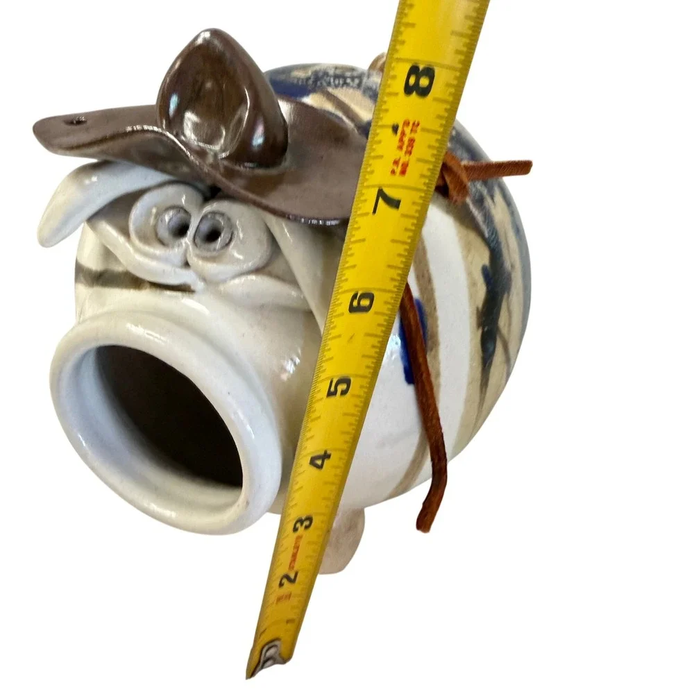 Unbranded Piggy Bank Unisex Medium Multi Cowboy Hat Studio Pottery Ceramic Pig - Picture 10 of 11